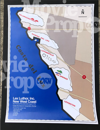 Superman 1978 Lex Luthor Map Poster - Otisburg - Christopher Reeve - 70's Retro 70's Action Movies - Gift for Him-Christmas Gift - Superhero Gift