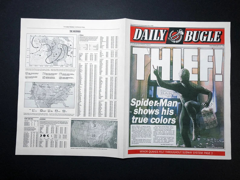"THIEF" Edition of the Daily Bugle from Spider-Man 3 Black Suit - Superhero Christmas Gift - Nerd Gift
