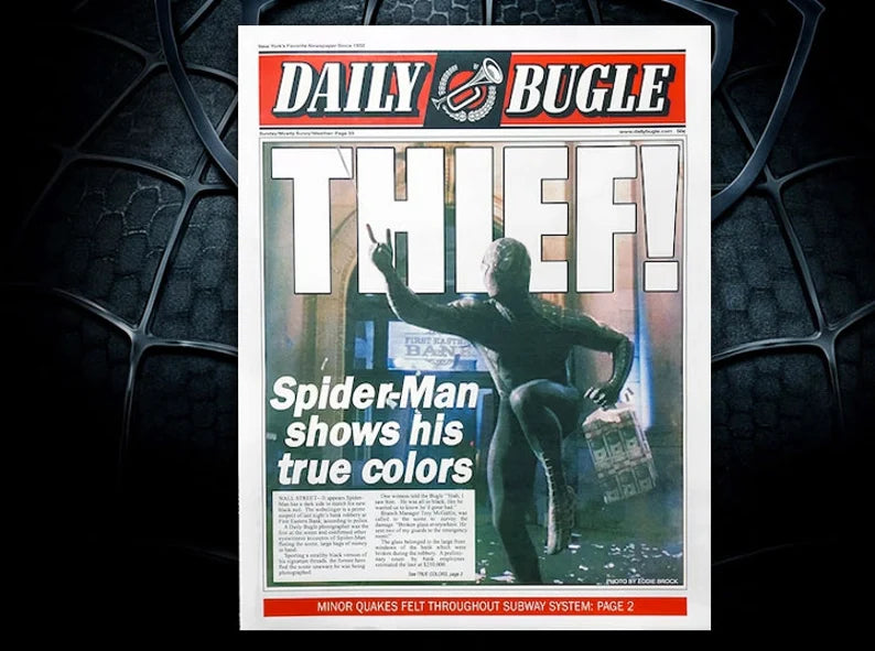 "THIEF" Edition of the Daily Bugle from Spider-Man 3 Black Suit - Superhero Christmas Gift - Nerd Gift