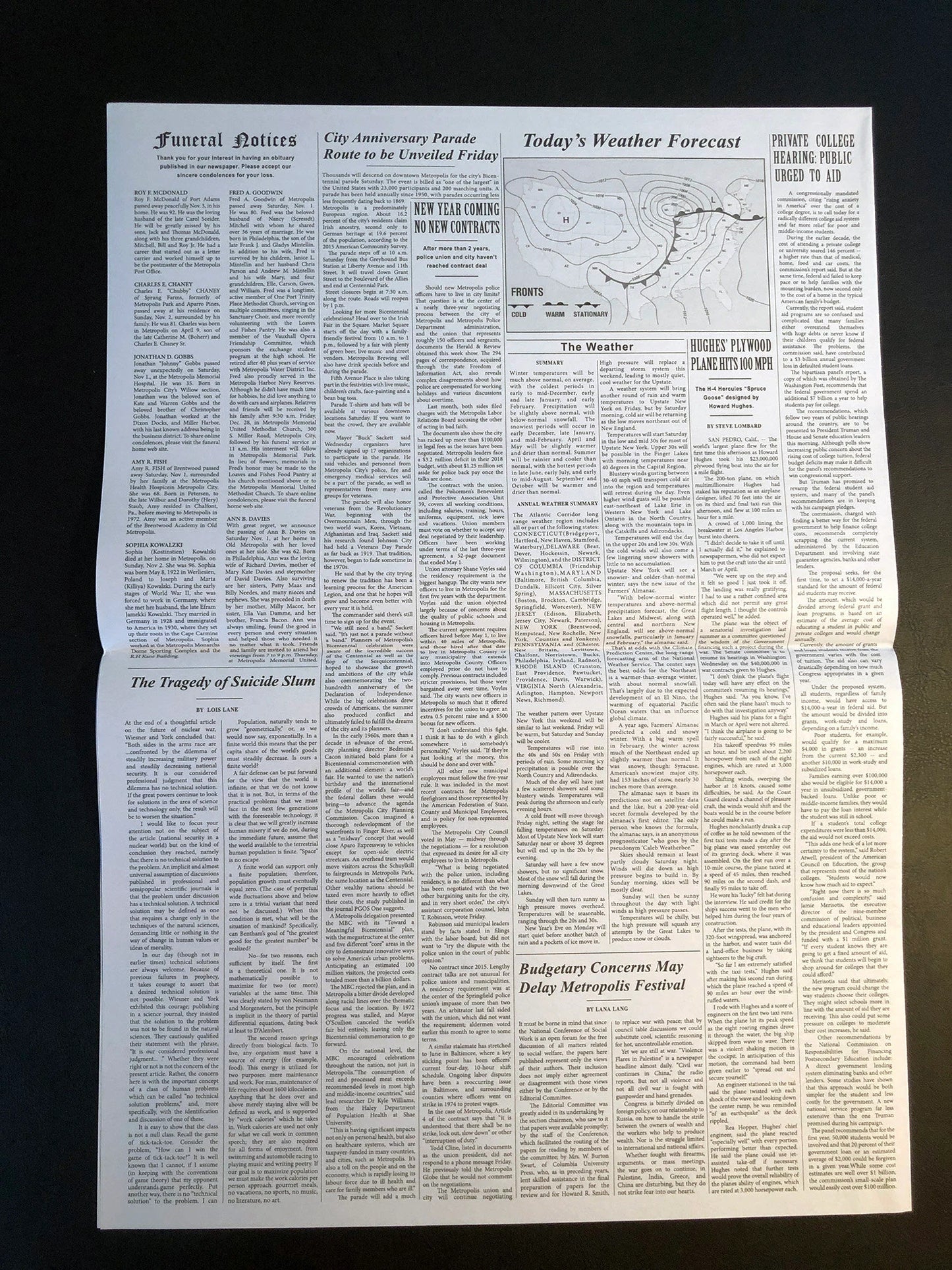 1978 Superman Caped Wonder Stuns City Daily Planet Newspaper Replica - Christopher Reeve - Metropolis -