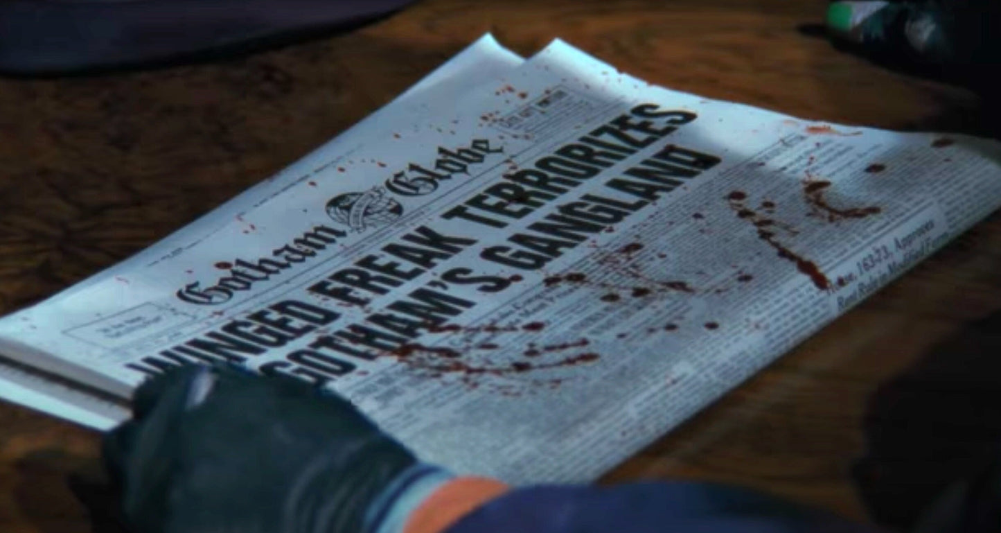 1989 Batman Winged Freak Newspaper Prop Replica - Gotham Globe - Michael Keaton