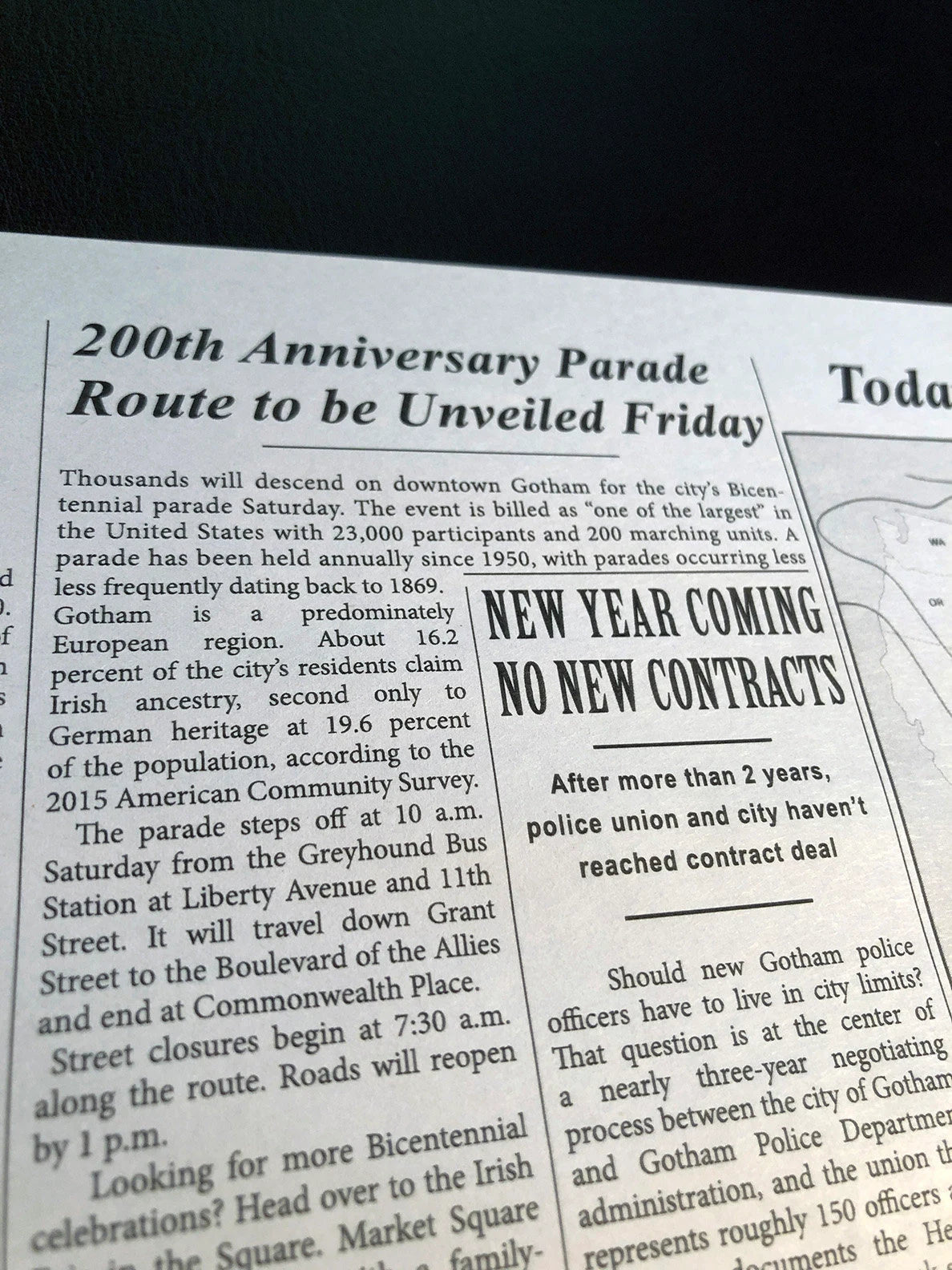 1989 Batman Winged Freak Bloody Newspaper Prop Replica - Joker - Gotham Globe - Michael Keaton