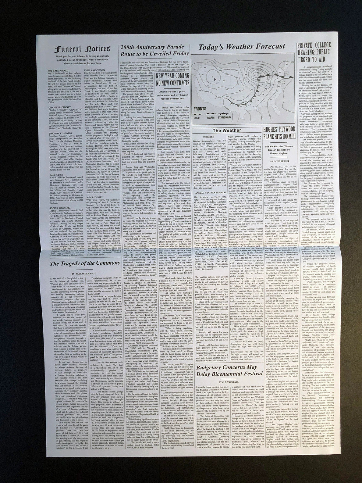 1989 Batman Winged Freak Bloody Newspaper Prop Replica - Joker - Gotham Globe - Michael Keaton