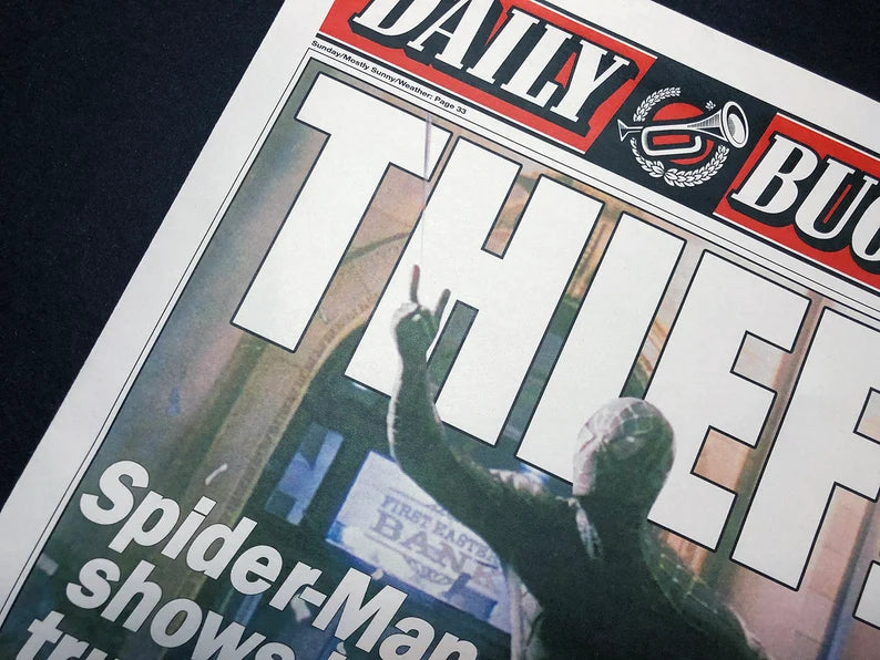 THIEF Edition of the Daily Bugle from Spider-Man 3 Black Suit   - Superhero Christmas Gift - Nerd Gift