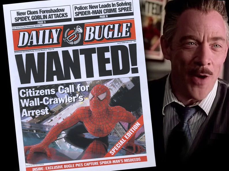 "WANTED" Daily Bugle Newspaper Edition Replica from Spider-Man (2002) - Tobey Maguire - Sam Raimi - Movie Prop - Movie Replica - Comic Book - Action Movies - Gifts for Him - Christmas Gift