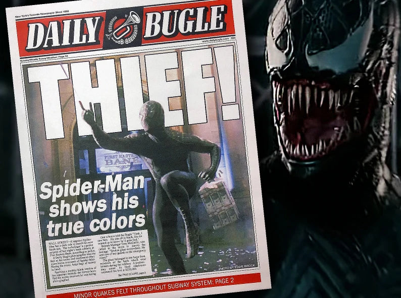 THIEF Edition of the Daily Bugle from Spider-Man 3 Black Suit   - Superhero Christmas Gift - Nerd Gift