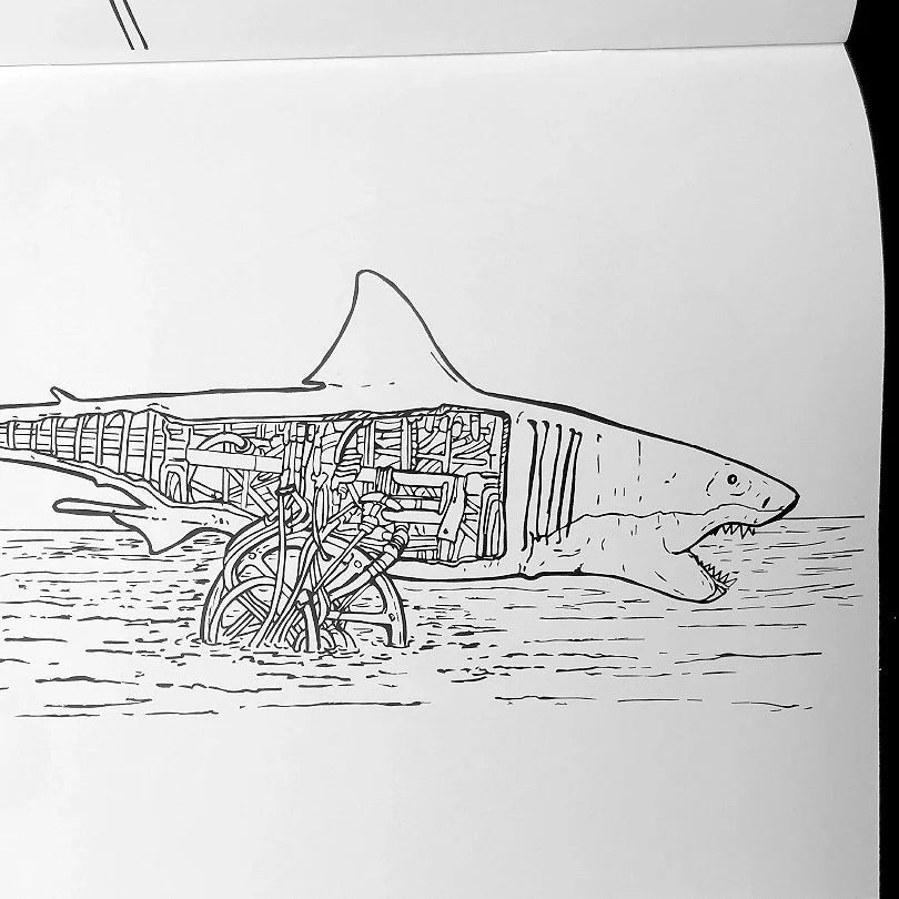 "JAWS" Coloring Book, Quint, Brody & Hooper - Amity Great White Shark, Gifts for Adults & Kids